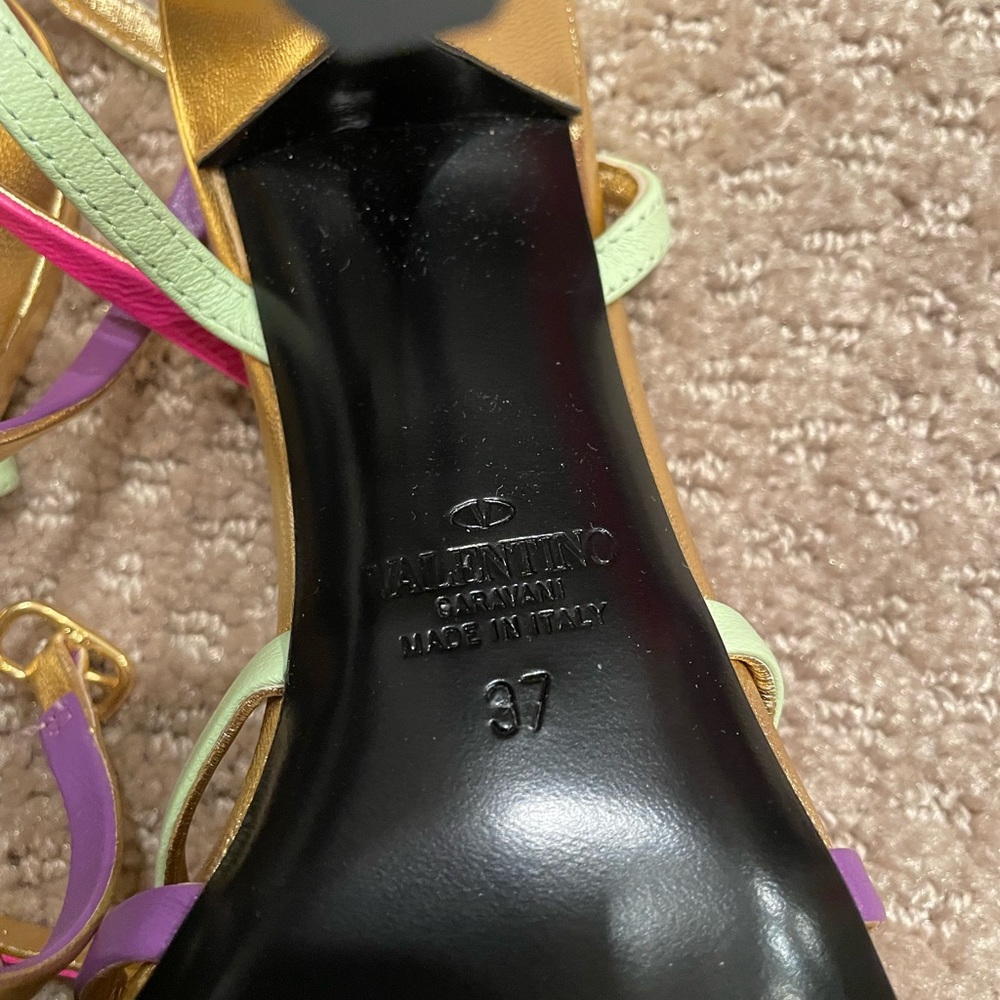 Valentino Garavani Gold Multi-Color Strappy Heels - Picture 3 of 5
